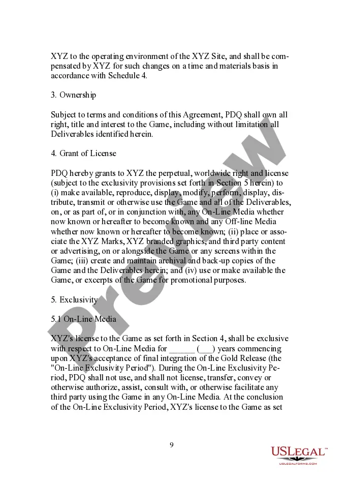 Get License and Development Agreement for Online Game Site Preview License and Development Agreement for Online Game Site