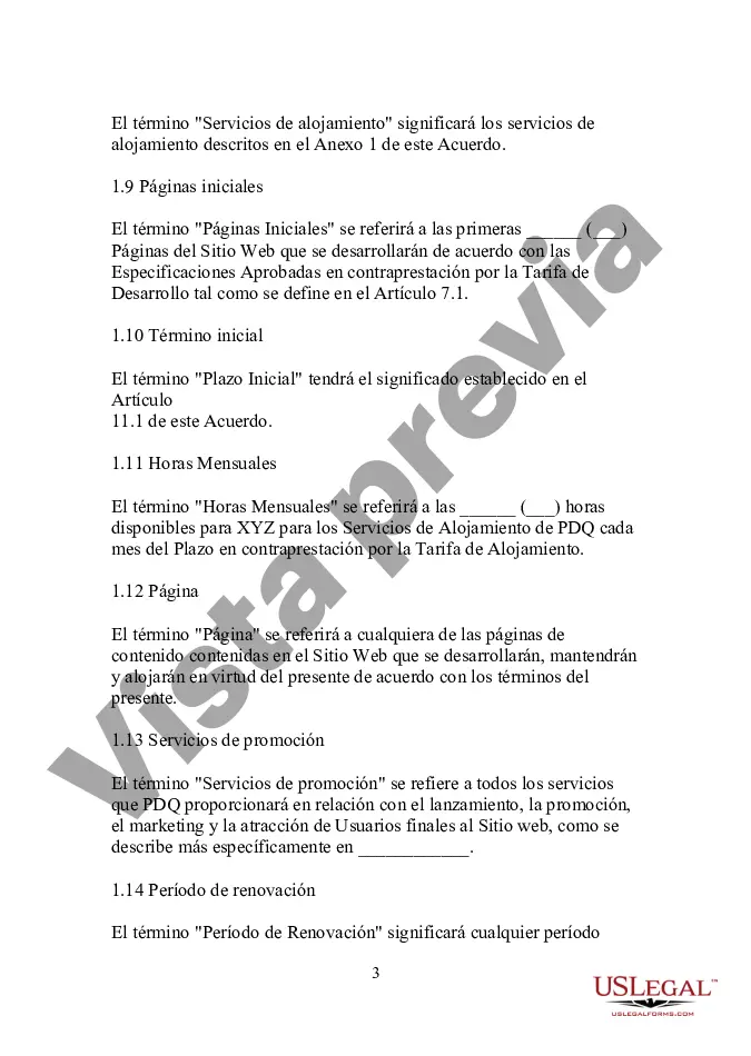 Preview Acuerdo de servicio y desarrollo del sitio web