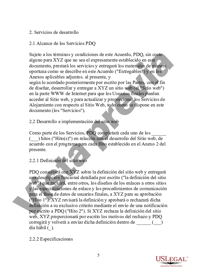 Preview Acuerdo de servicio y desarrollo del sitio web