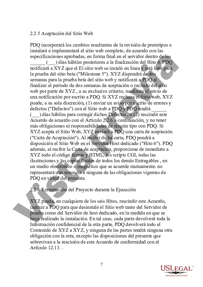 Preview Acuerdo de servicio y desarrollo del sitio web