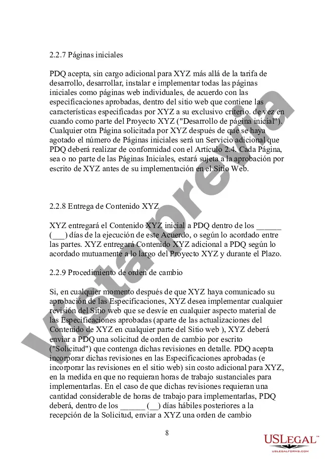 Preview Acuerdo de servicio y desarrollo del sitio web