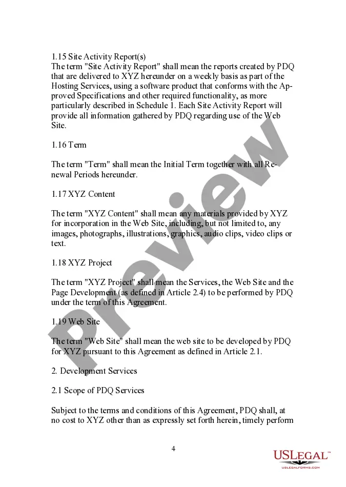 Get Web Site Development and Service Agreement Preview Web Site Development and Service Agreement