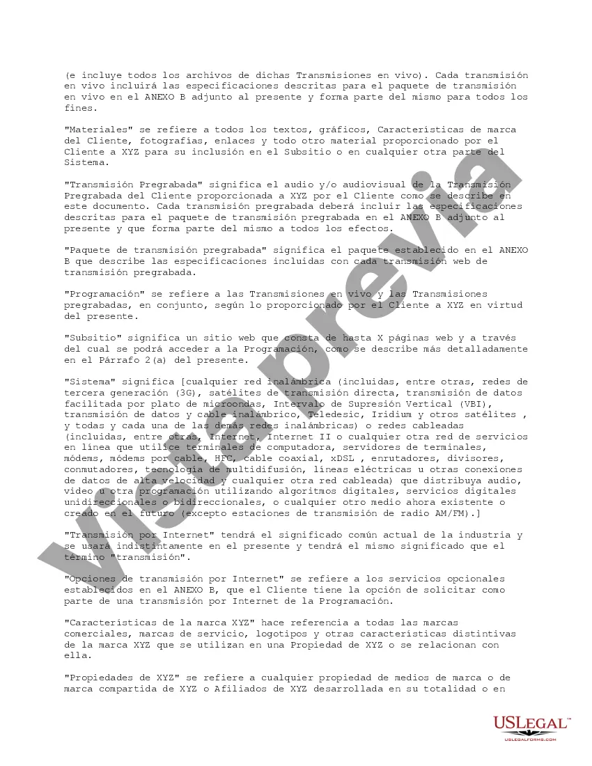 Preview Acuerdo de hospedaje y transmisión de transmisiones en vivo y pregrabadas