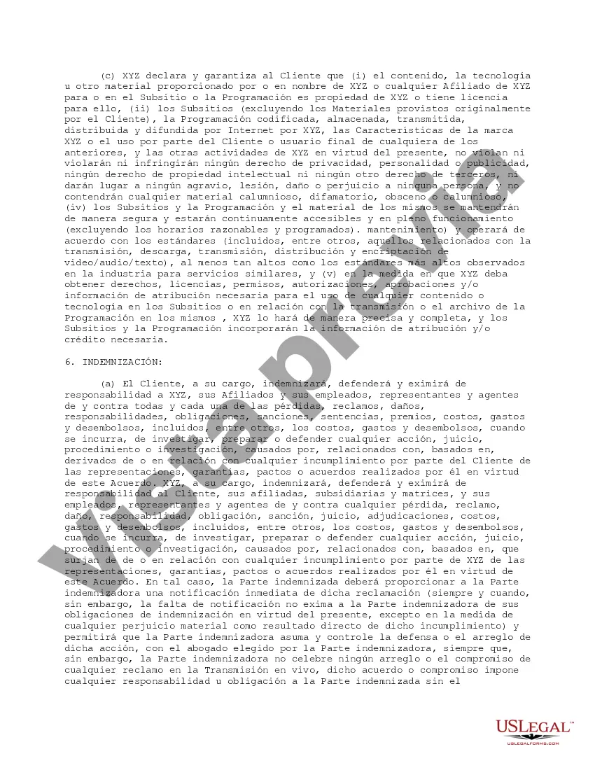 Preview Acuerdo de hospedaje y transmisión de transmisiones en vivo y pregrabadas