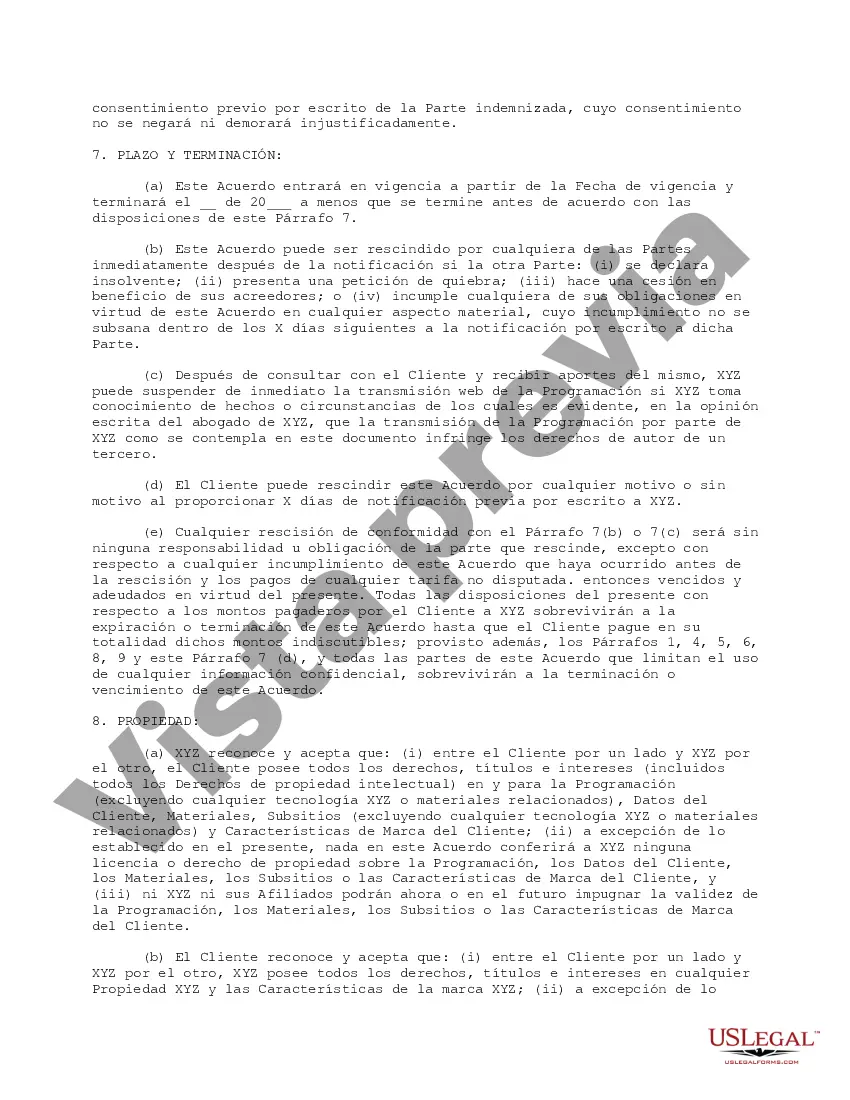 Preview Acuerdo de hospedaje y transmisión de transmisiones en vivo y pregrabadas