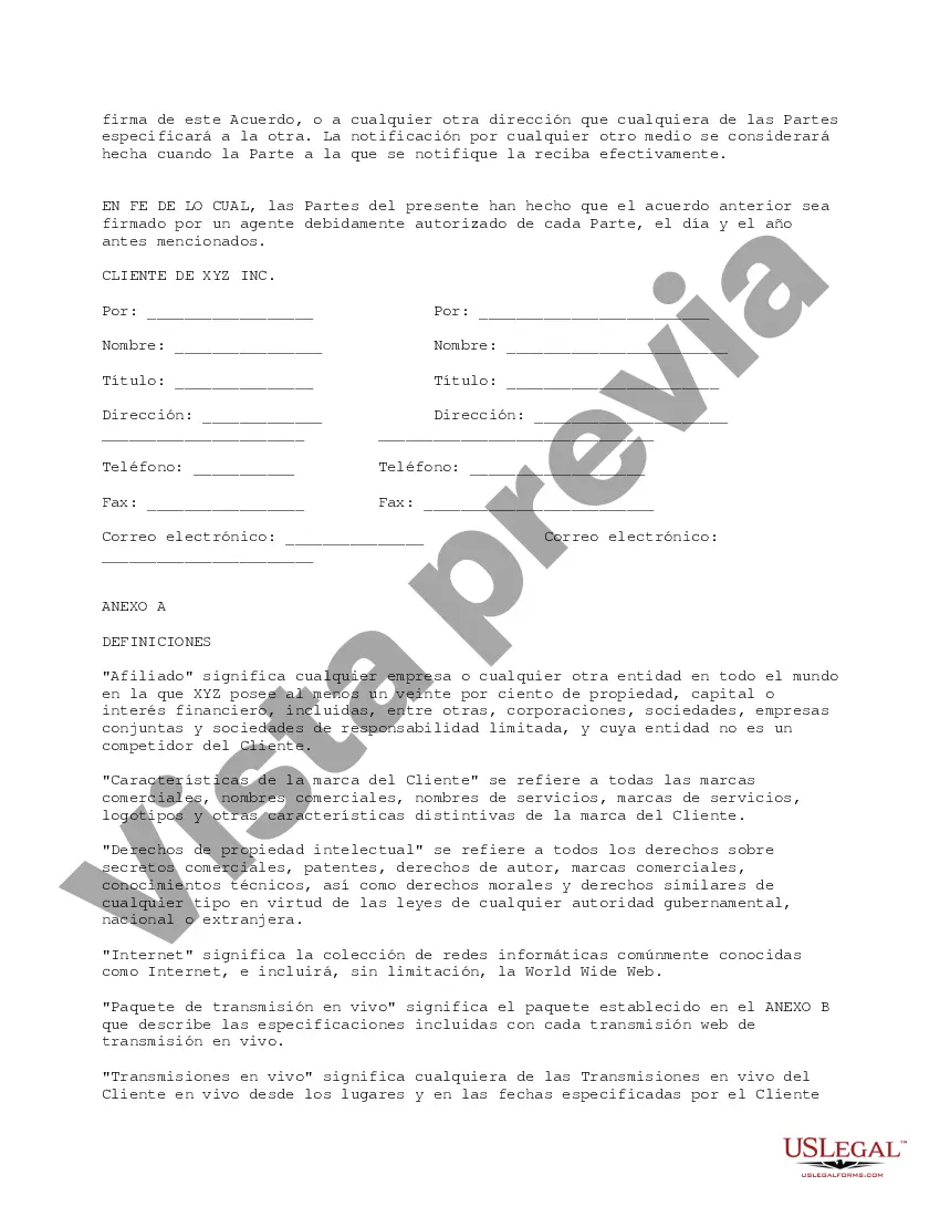 Preview Acuerdo de hospedaje y transmisión de transmisiones en vivo y pregrabadas