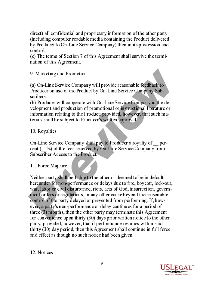 Get License Agreement for Distribution of Multimedia Product by Online Service Preview License Agreement for Distribution of Multimedia Product by Online Service
