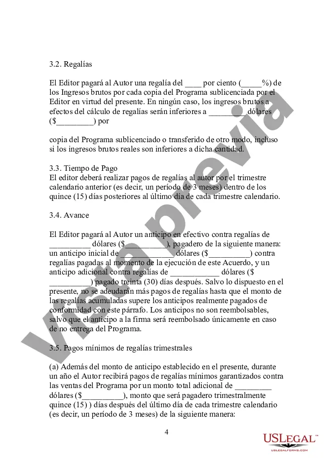 Preview Formulario - Acuerdo de publicación de productos multimedia