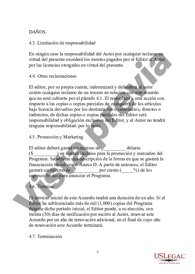 Preview Formulario - Acuerdo de publicación de productos multimedia
