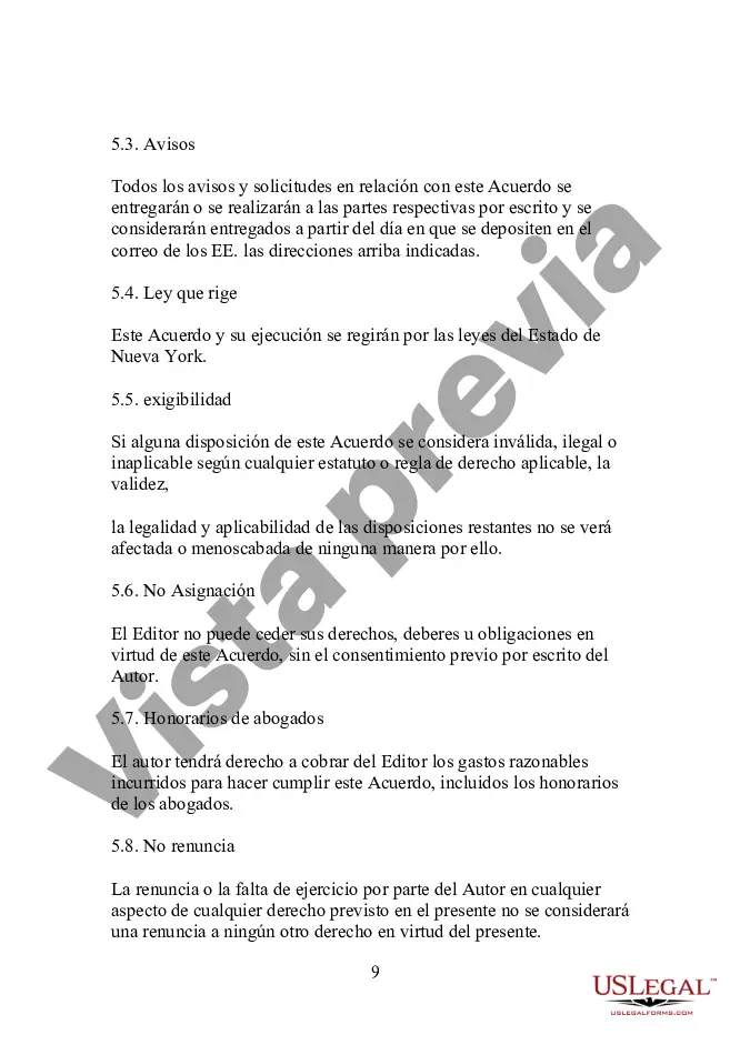 Preview Formulario - Acuerdo de publicación de productos multimedia