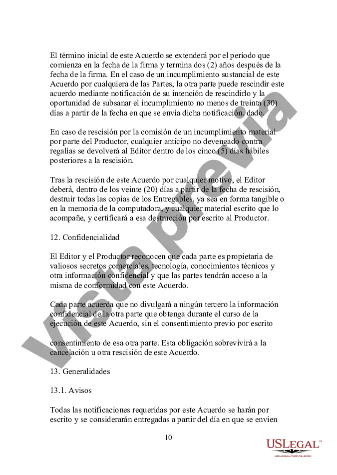 Preview Acuerdo de publicación de productos multimedia orientados al editor