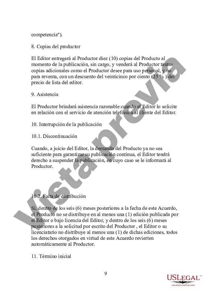 Preview Acuerdo de publicación de productos multimedia orientados al editor