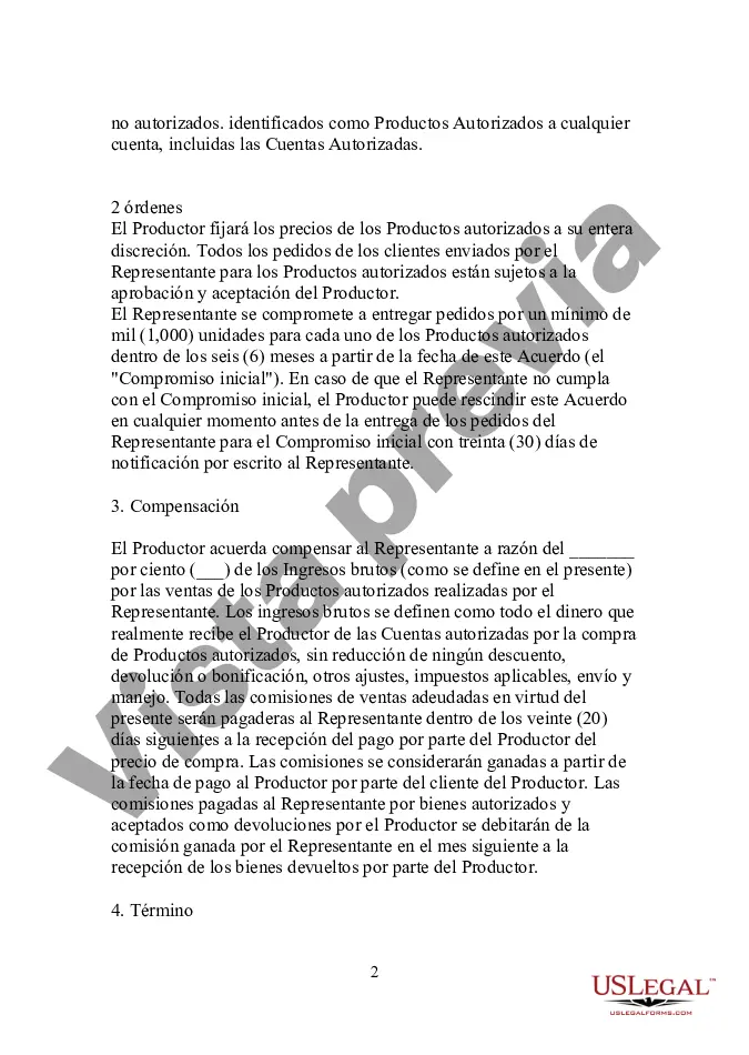 Preview Formulario - Acuerdo de Representante de Ventas