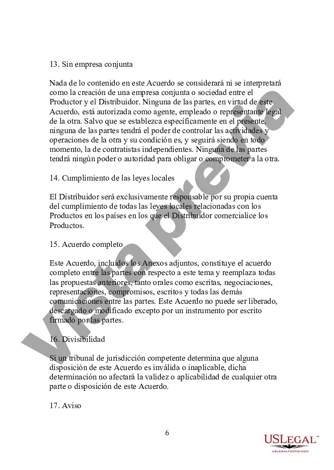 Preview Formulario - Acuerdo de distribución de ventas de grandes cantidades