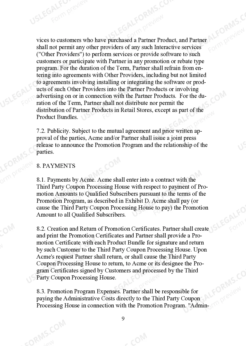 Preview Promotional Bundling Agreement