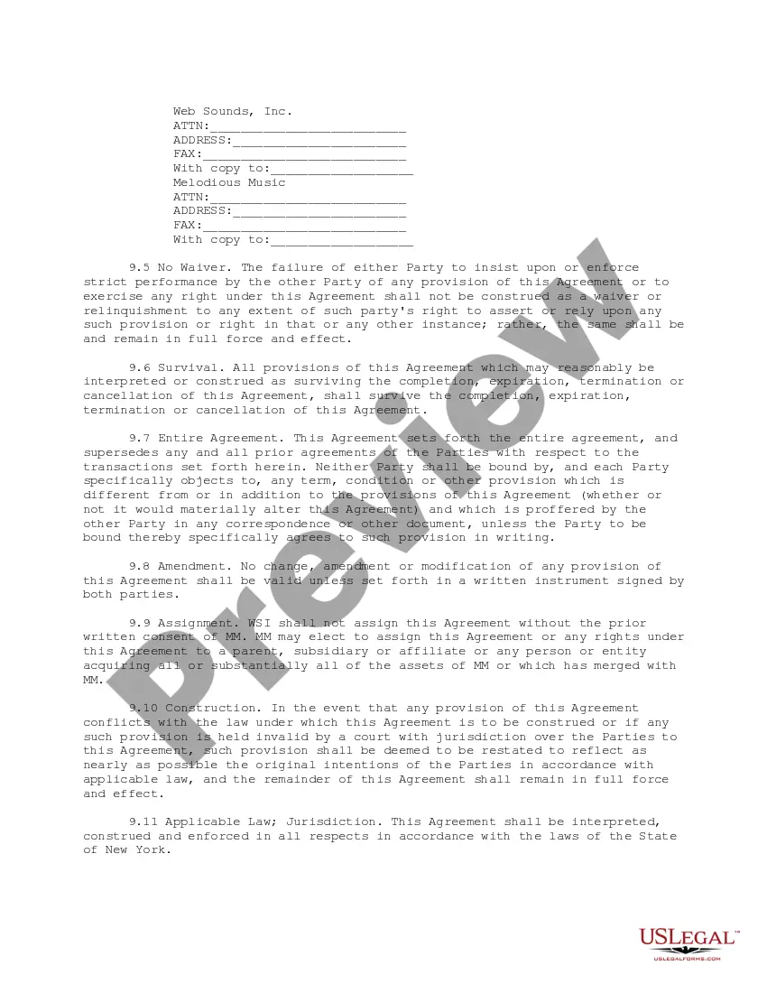 Get Internet Audio Distribution and Marketing Agreement Preview Internet Audio Distribution and Marketing Agreement