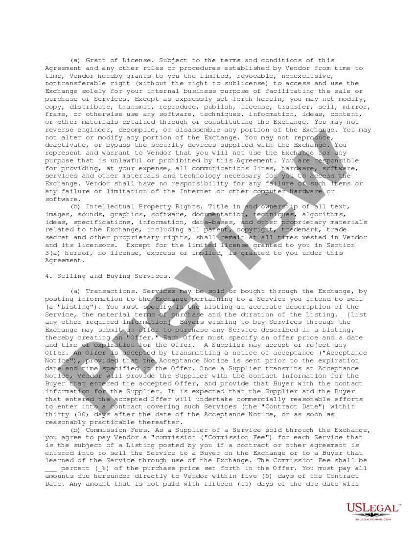 Preview Vendor Exchange Member Agreement