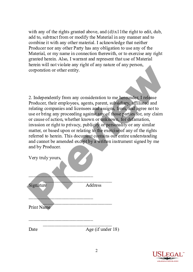 Form Talent Contract Talent Agreement Form US Legal Forms