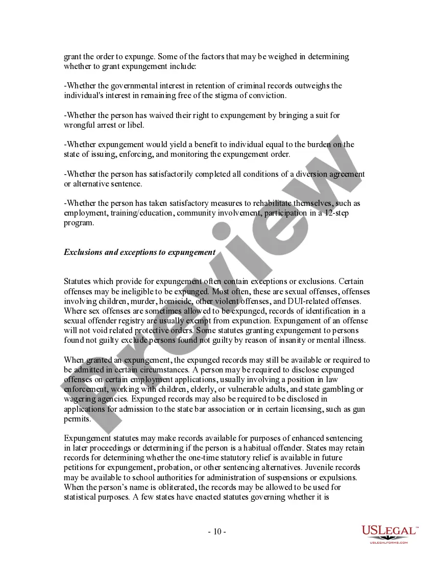 Get Expungement Handbook - Procedures and Law Preview Expungement Handbook - Procedures and Law