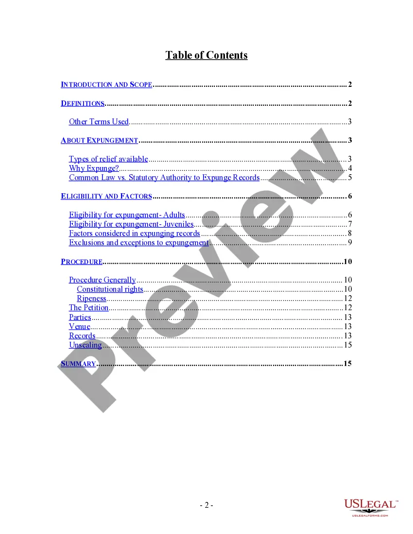 Get Expungement Handbook - Procedures and Law Preview Expungement Handbook - Procedures and Law