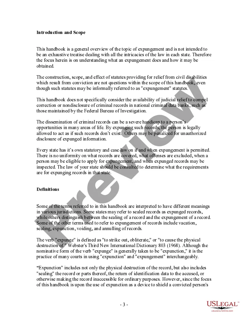 Get Expungement Handbook - Procedures and Law Preview Expungement Handbook - Procedures and Law