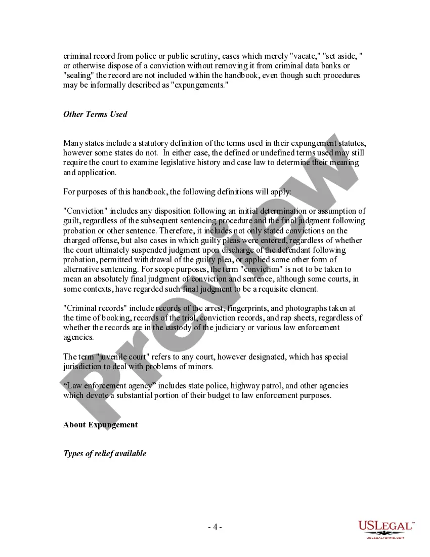 Get Expungement Handbook - Procedures and Law Preview Expungement Handbook - Procedures and Law