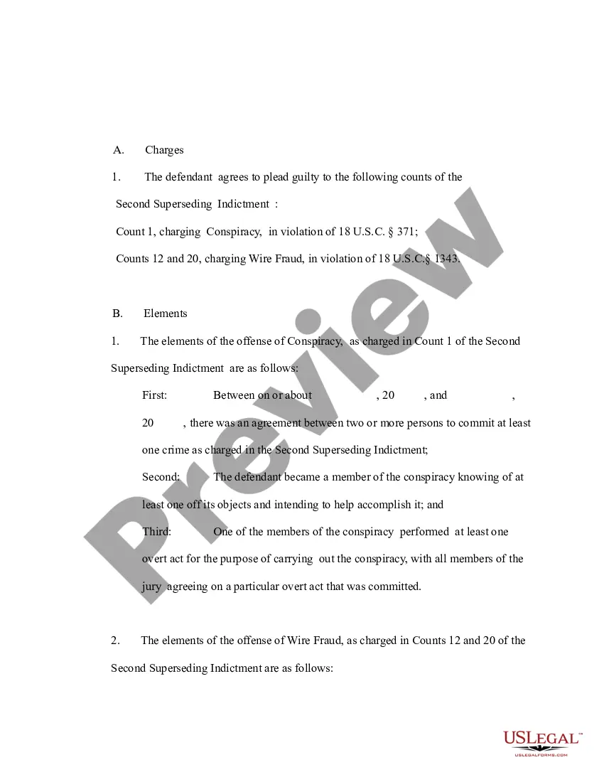 Get Plea Agreement of Corporation charged with Conspiracy and Wire Fraud Preview Plea Agreement of Corporation charged with Conspiracy and Wire Fraud
