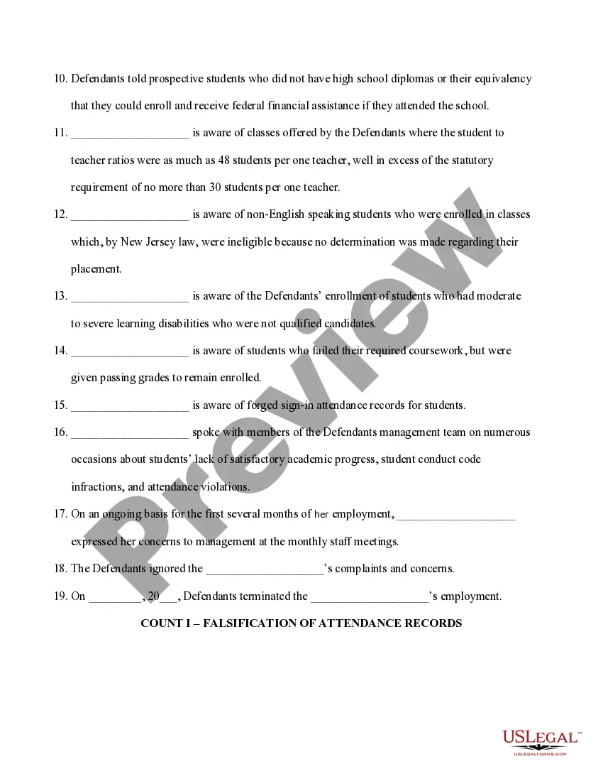 Preview Sample Complaint under False Claims Act