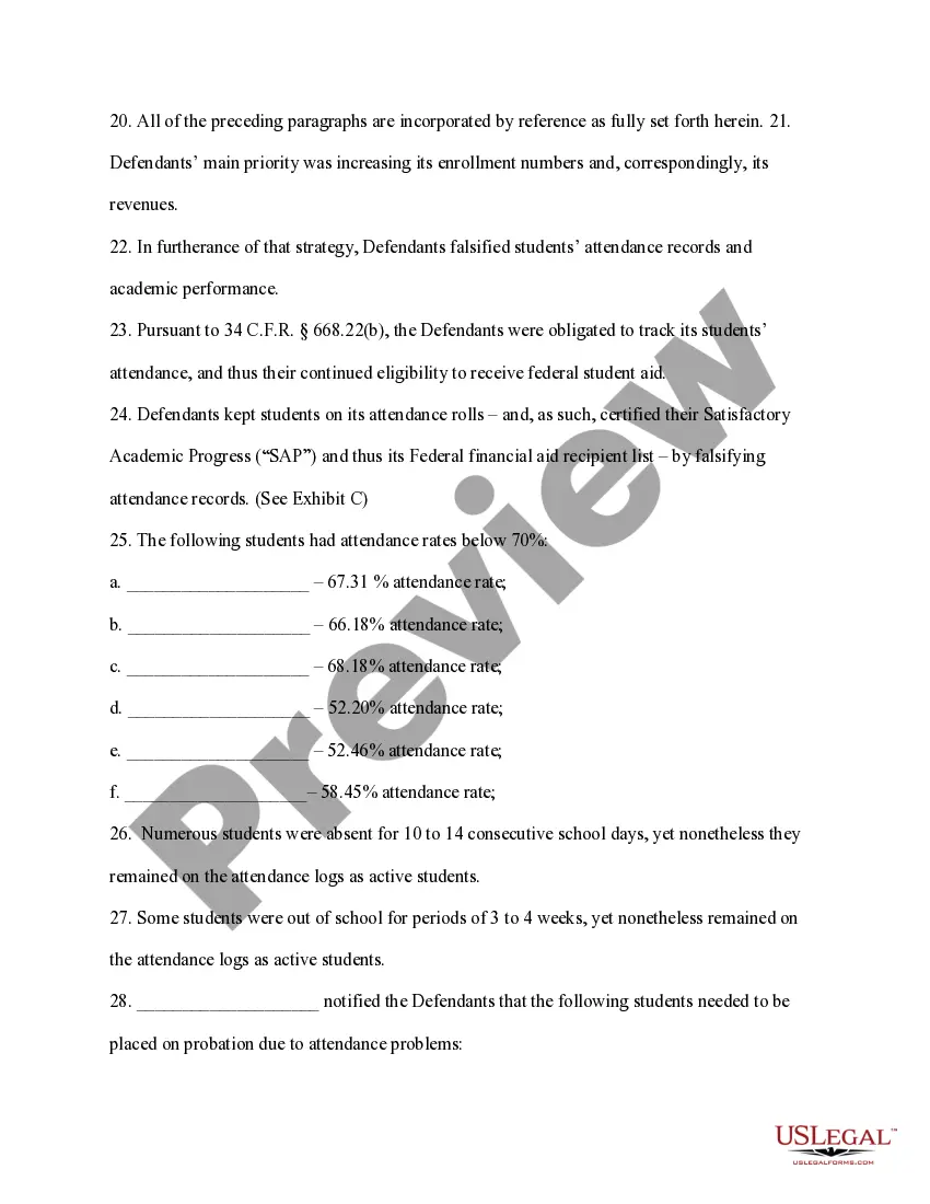 Preview Sample Complaint under False Claims Act
