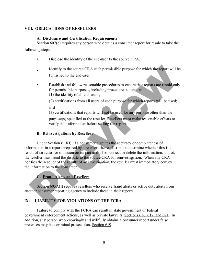 Notice To Users Of Consumer Reports - 15 U S C 1681 Letter | US Legal Forms