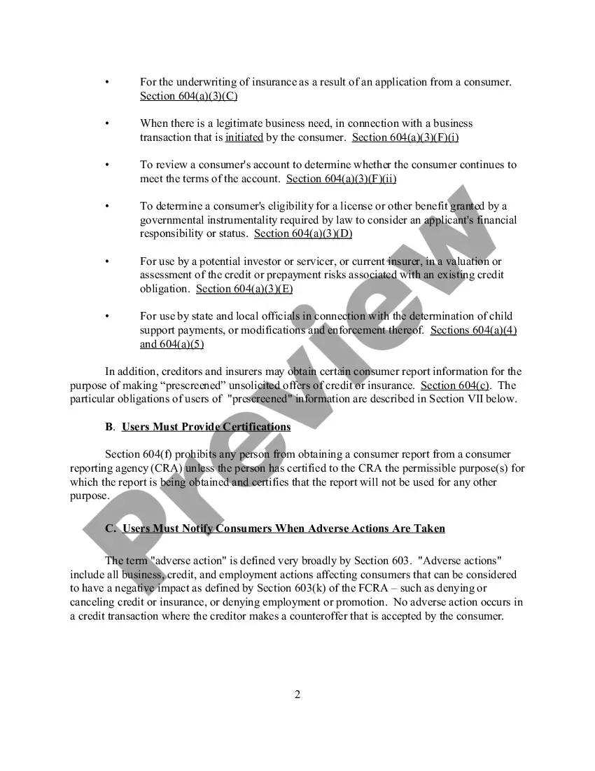 Get Notice To Users Of Consumer Reports - Obligations Of Users Under The FCRA Preview Notice To Users Of Consumer Reports - Obligations Of Users Under The FCRA