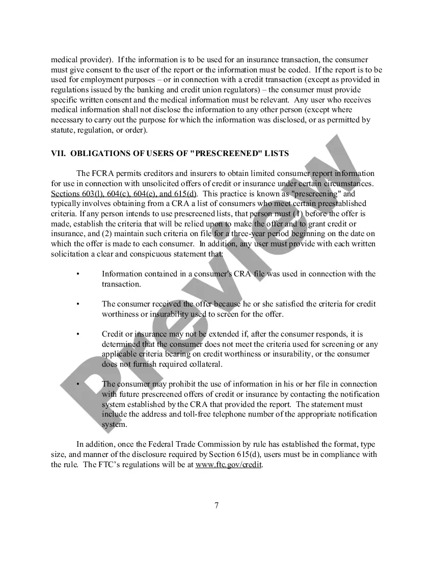 Get Notice To Users Of Consumer Reports - Obligations Of Users Under The FCRA Preview Notice To Users Of Consumer Reports - Obligations Of Users Under The FCRA