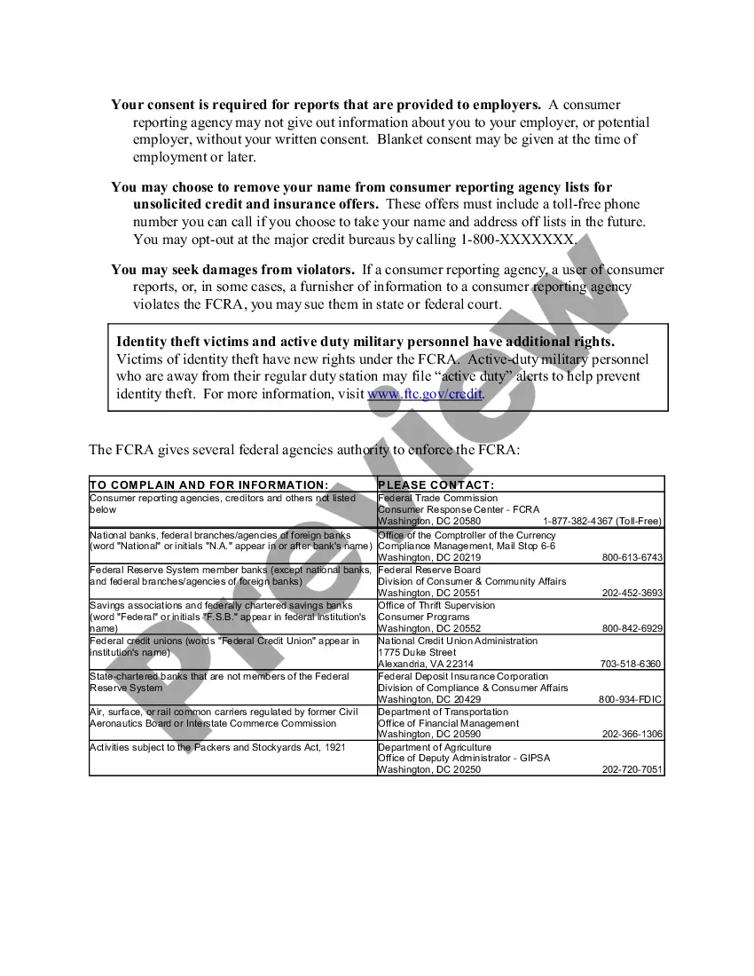 Get A Summary of Your Rights Under the Fair Credit Reporting Act Preview A Summary of Your Rights Under the Fair Credit Reporting Act