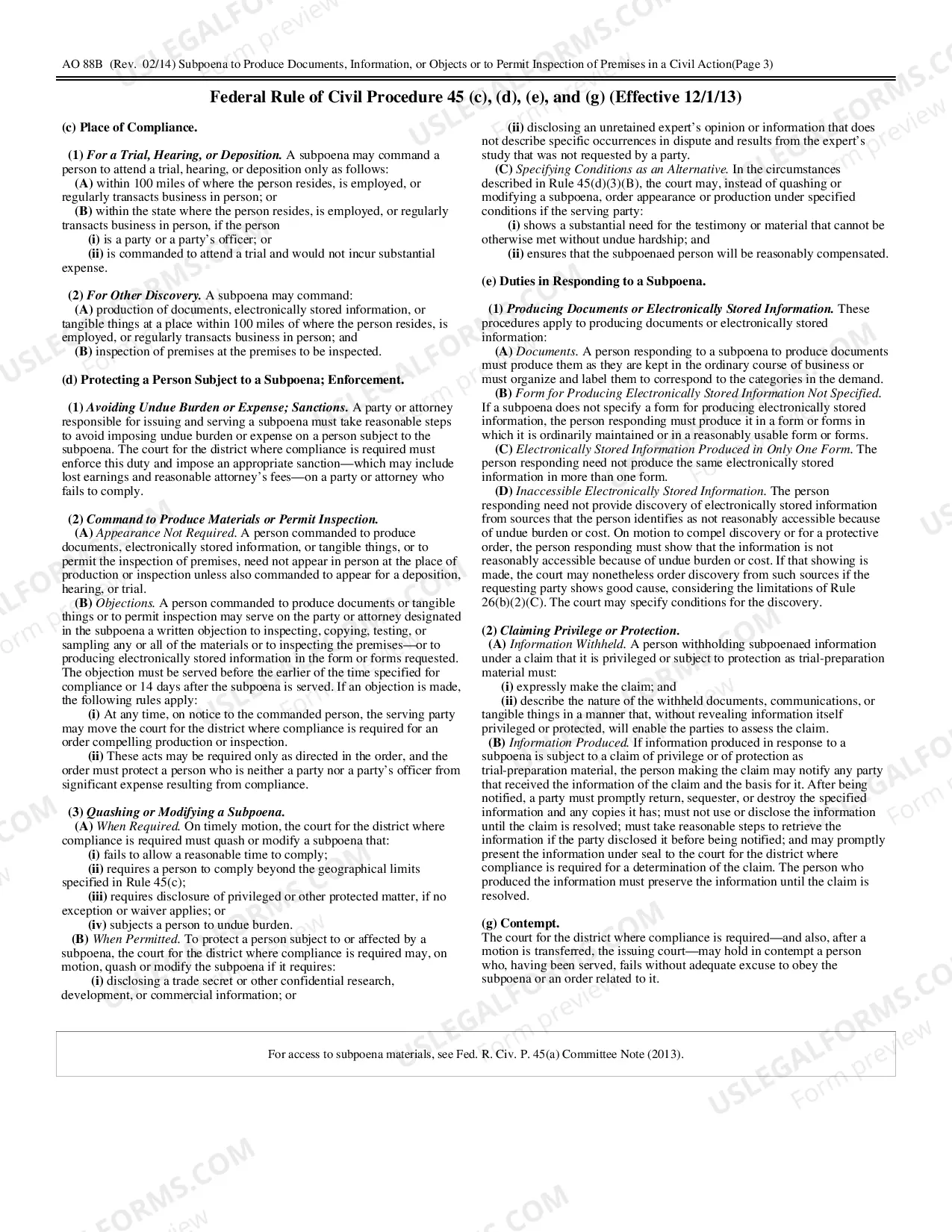 Preview Subpoena to Produce Documents, Information, or Objects or to Permit Inspection of Premises in a Civil Action