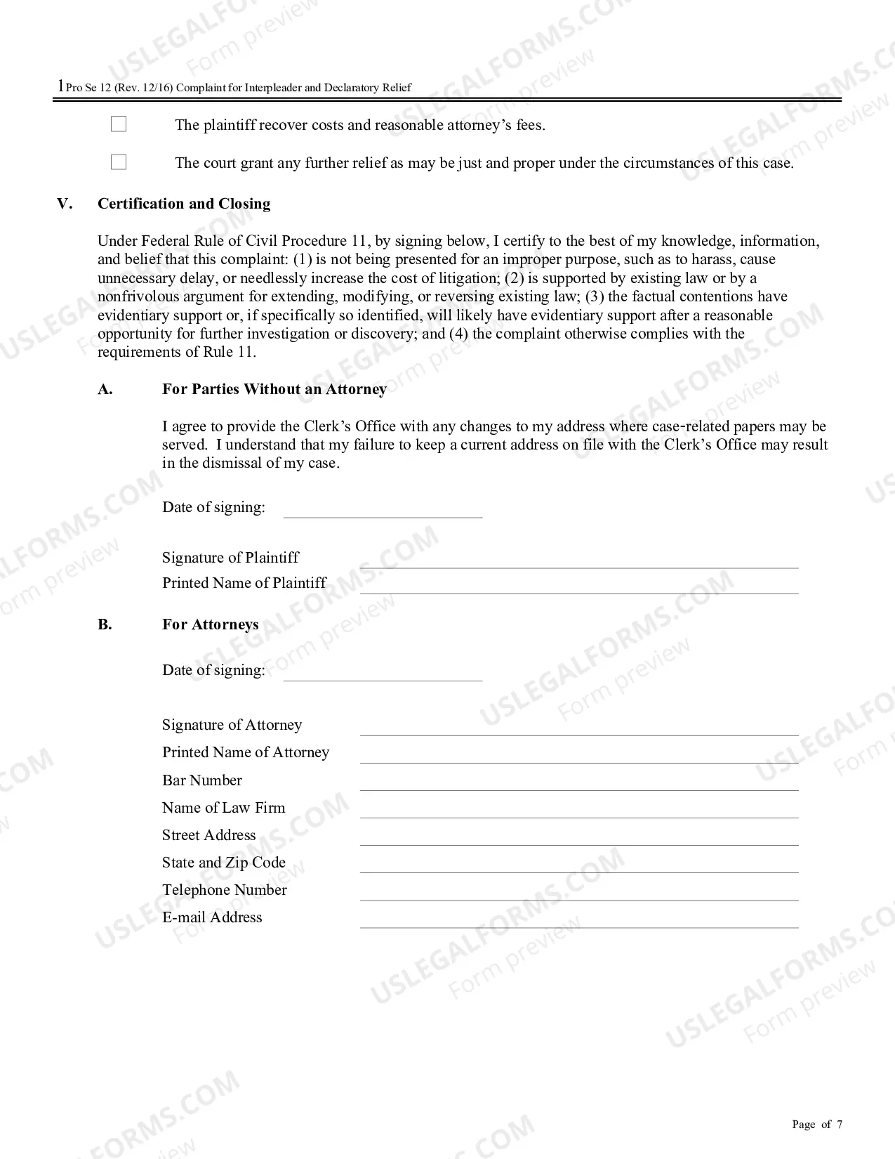 Preview Complaint for Interpleader and Declaratory Relief