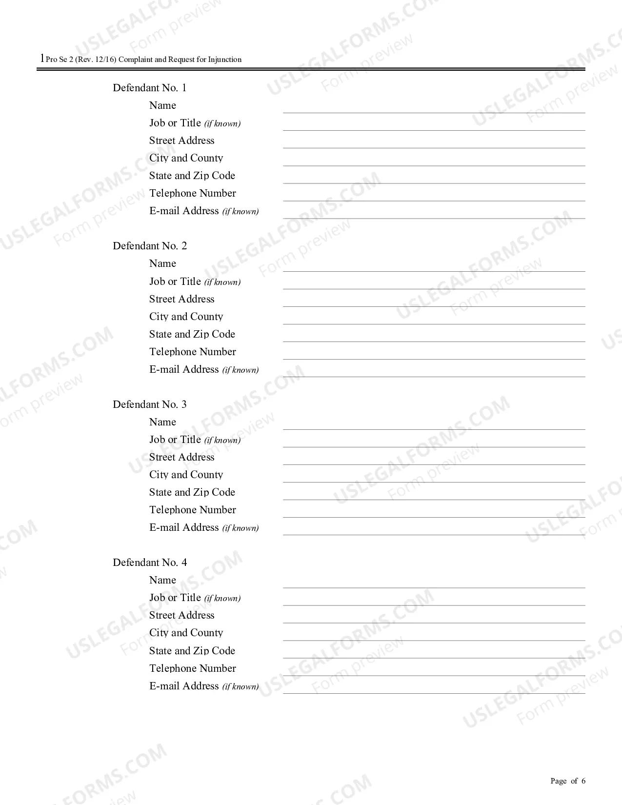 Preview Complaint and Request for Injunction