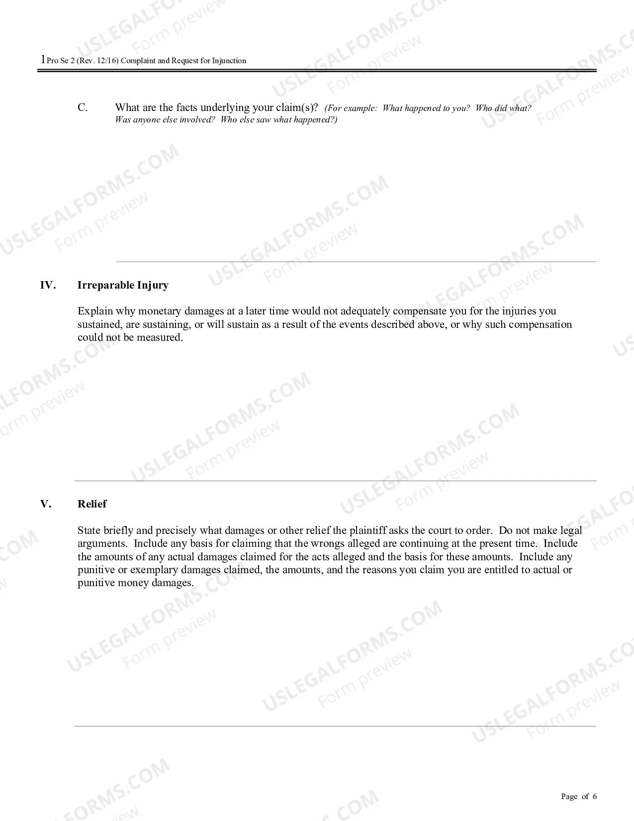 Preview Complaint and Request for Injunction