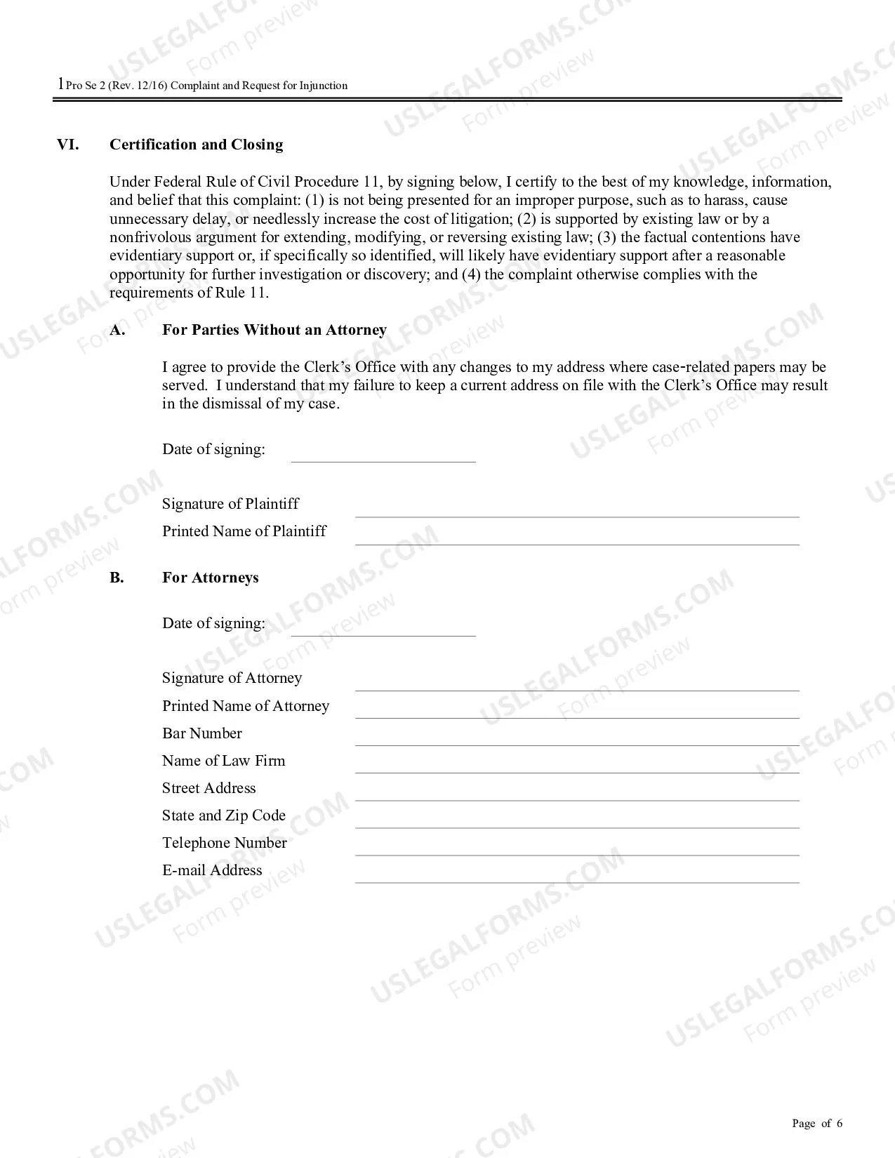 Preview Complaint and Request for Injunction