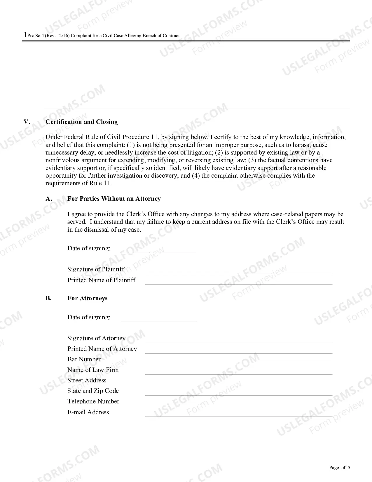 Preview Complaint for a Civil Case Alleging Breach of Contract