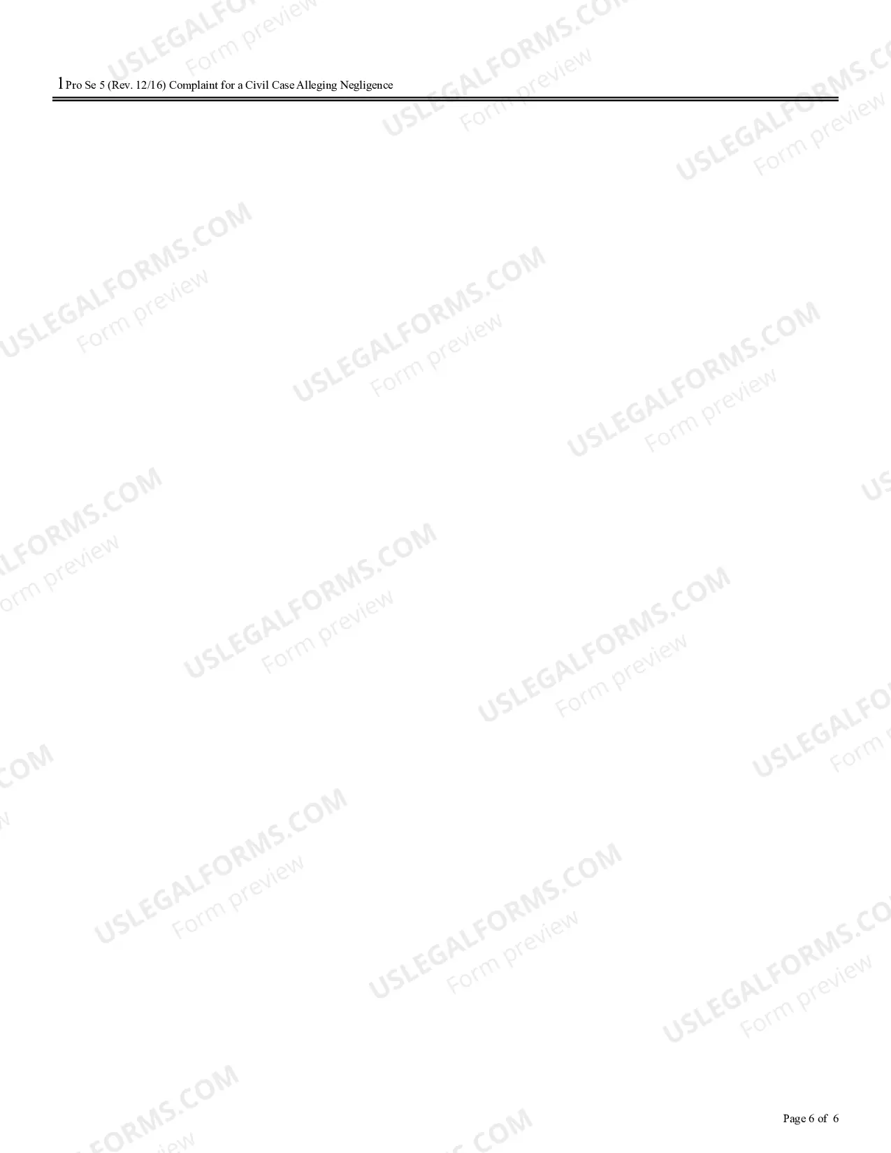 Preview Complaint for a Civil Case Alleging Negligence