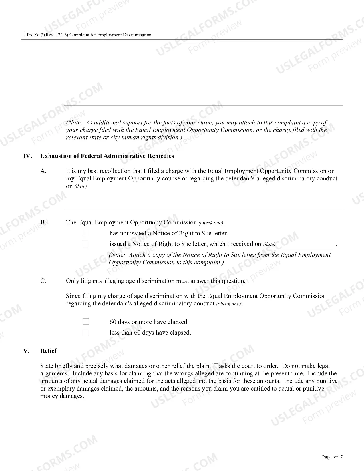 Preview Complaint for Employment Discrimination