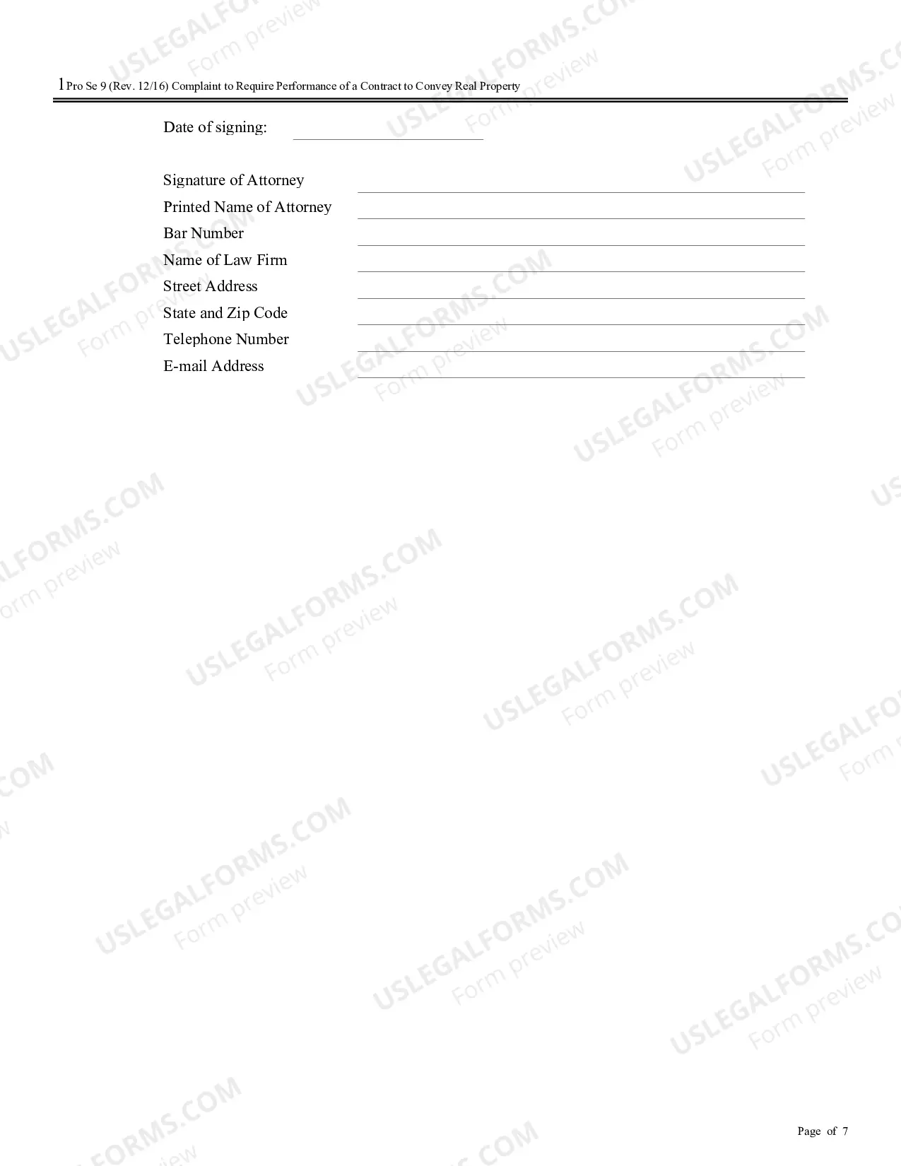 Preview Complaint for Specific Performance or Damages Based on a Contract to Convey Real Property