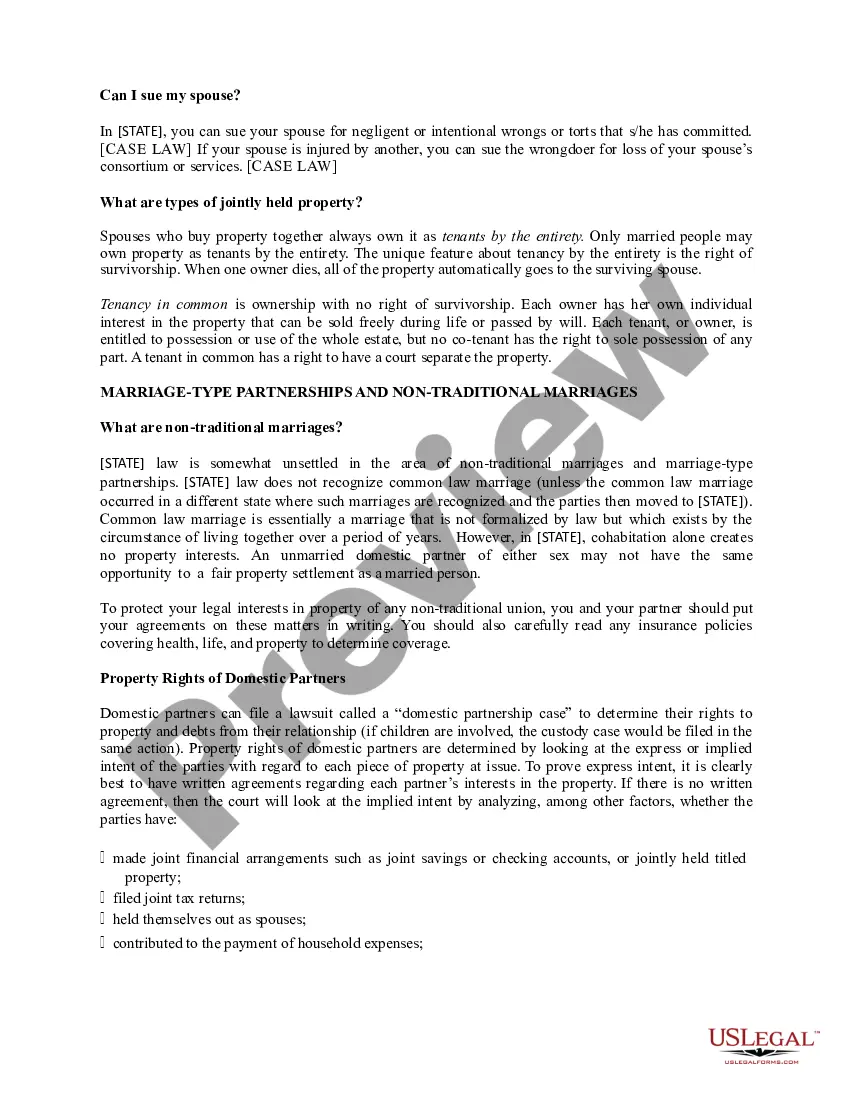 Preview Marriage and Domestic Partnerships: Common Questions