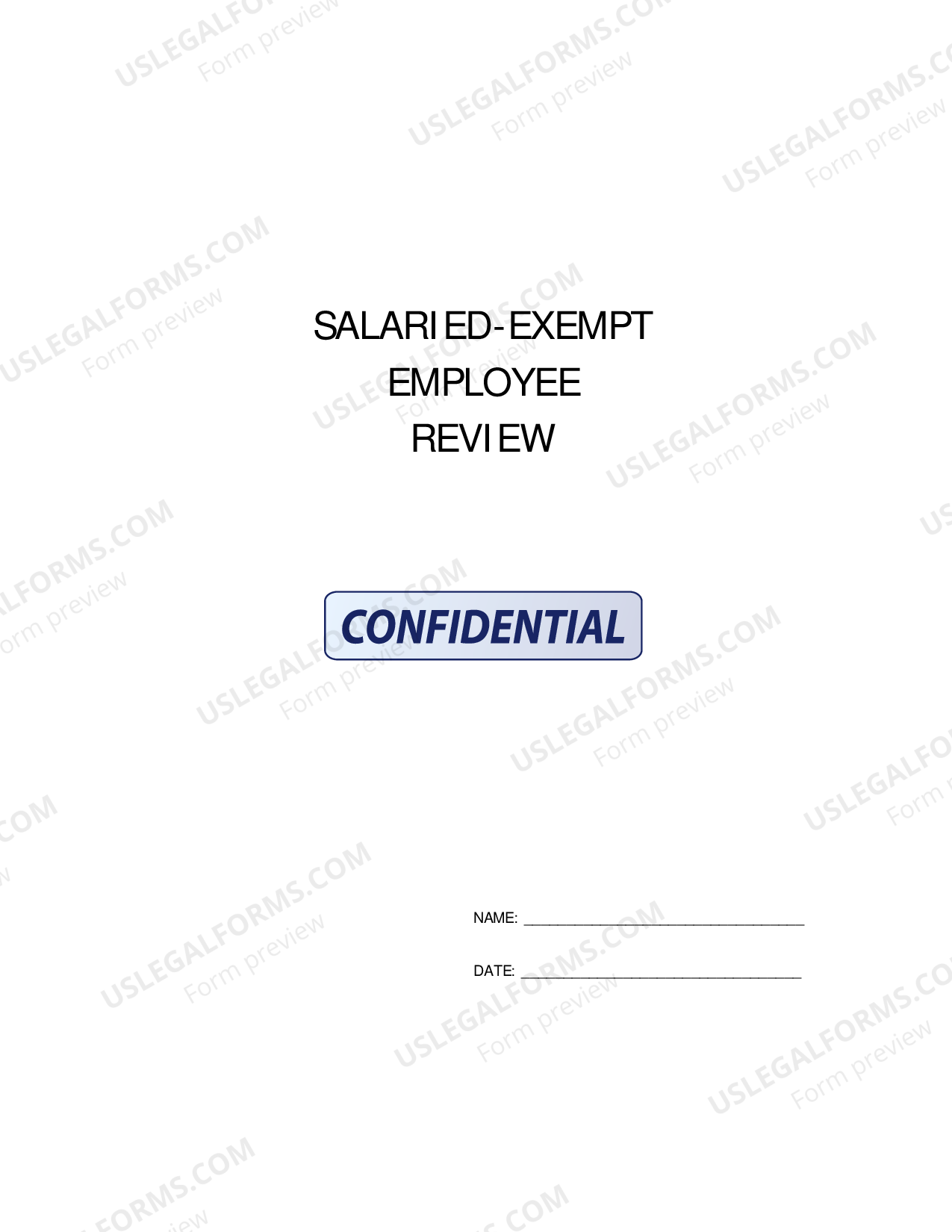 Salary Exempt Employee Review and Evaluation Form US Legal Forms
