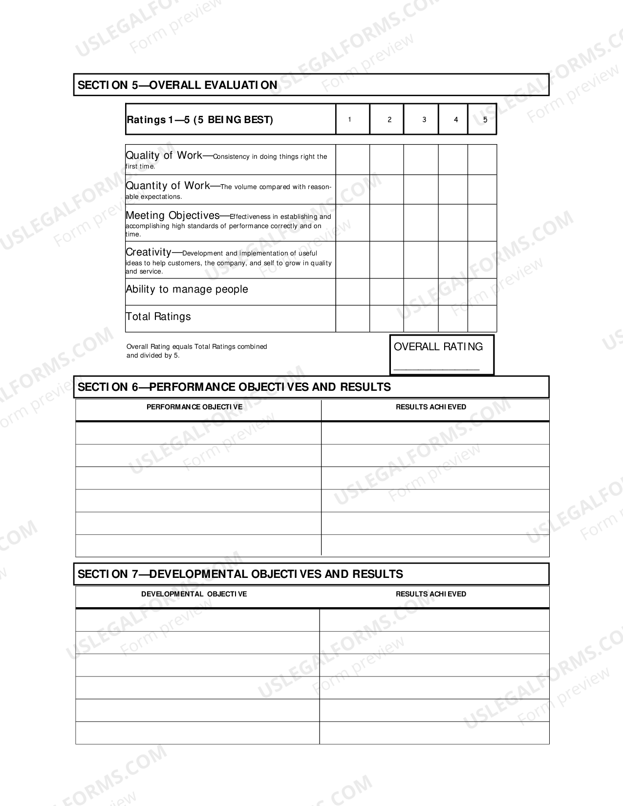 Salary Exempt Employee Review And Evaluation Form US Legal Forms