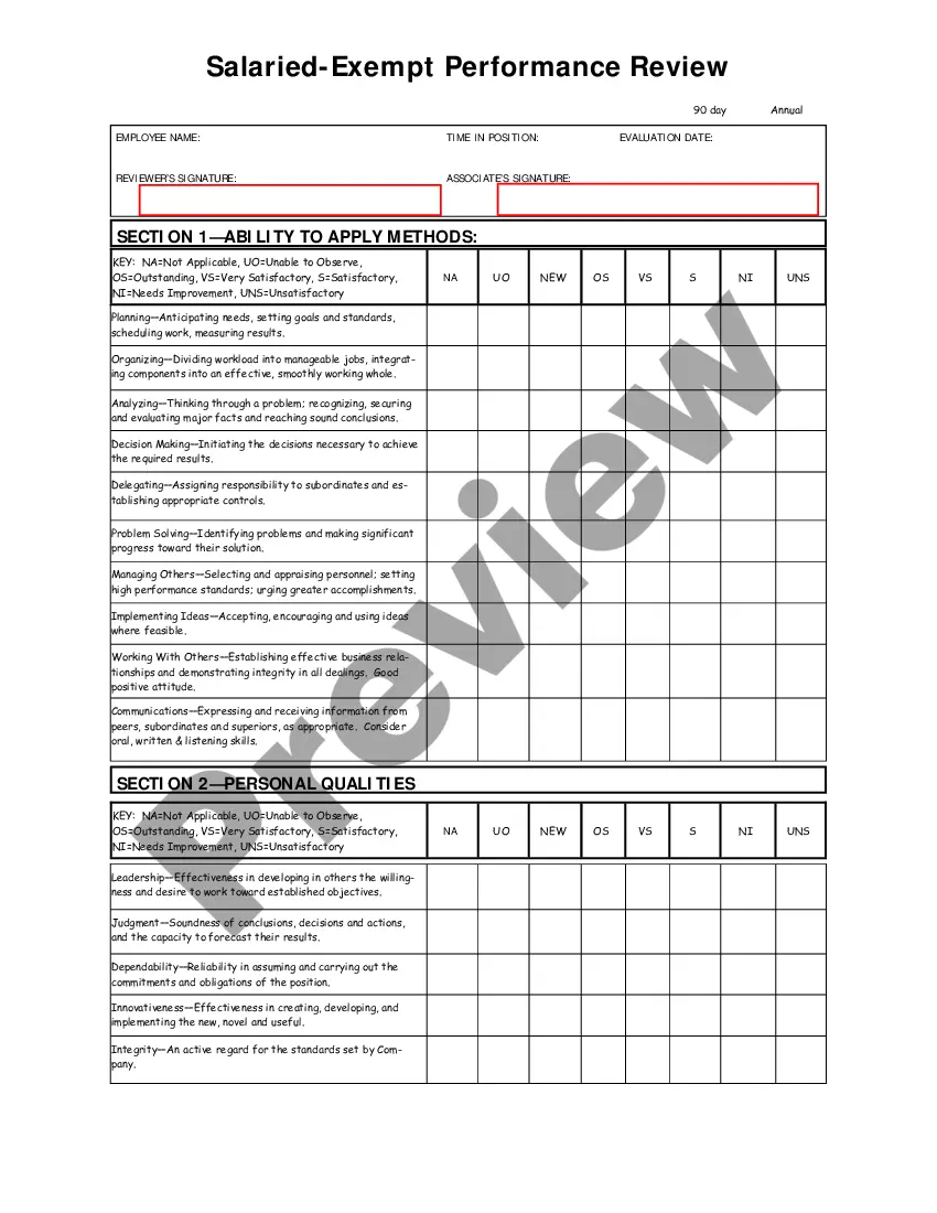 Get Salary - Exempt Employee Review and Evaluation Form Preview Salary - Exempt Employee Review and Evaluation Form