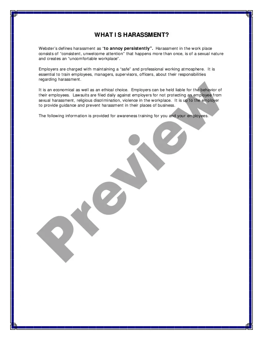 Preview Harassment Training Handbook - Sexual as well as other forms of Harassment - Workplace