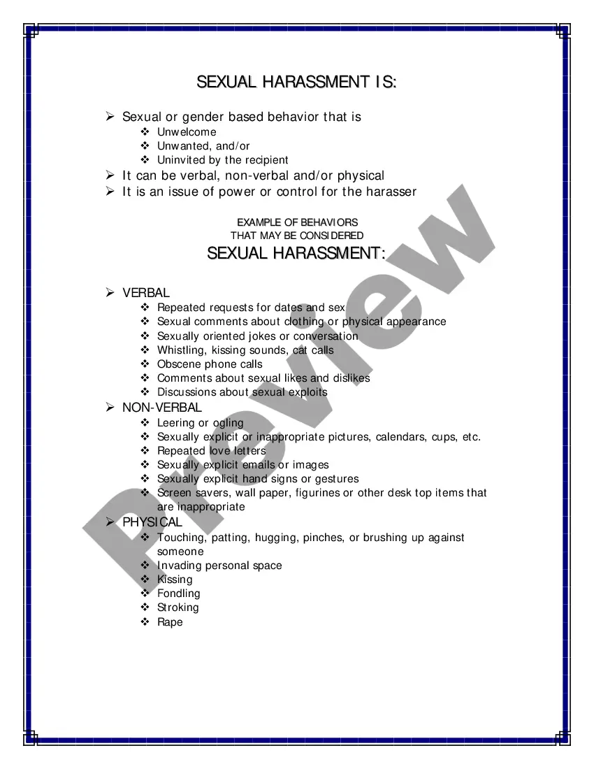 Preview Harassment Training Handbook - Sexual as well as other forms of Harassment - Workplace