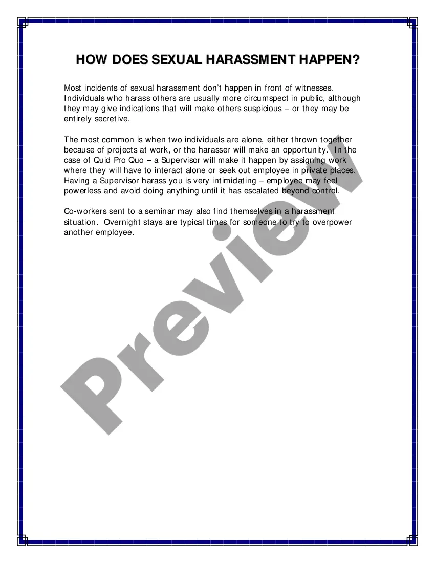 Preview Harassment Training Handbook - Sexual as well as other forms of Harassment - Workplace