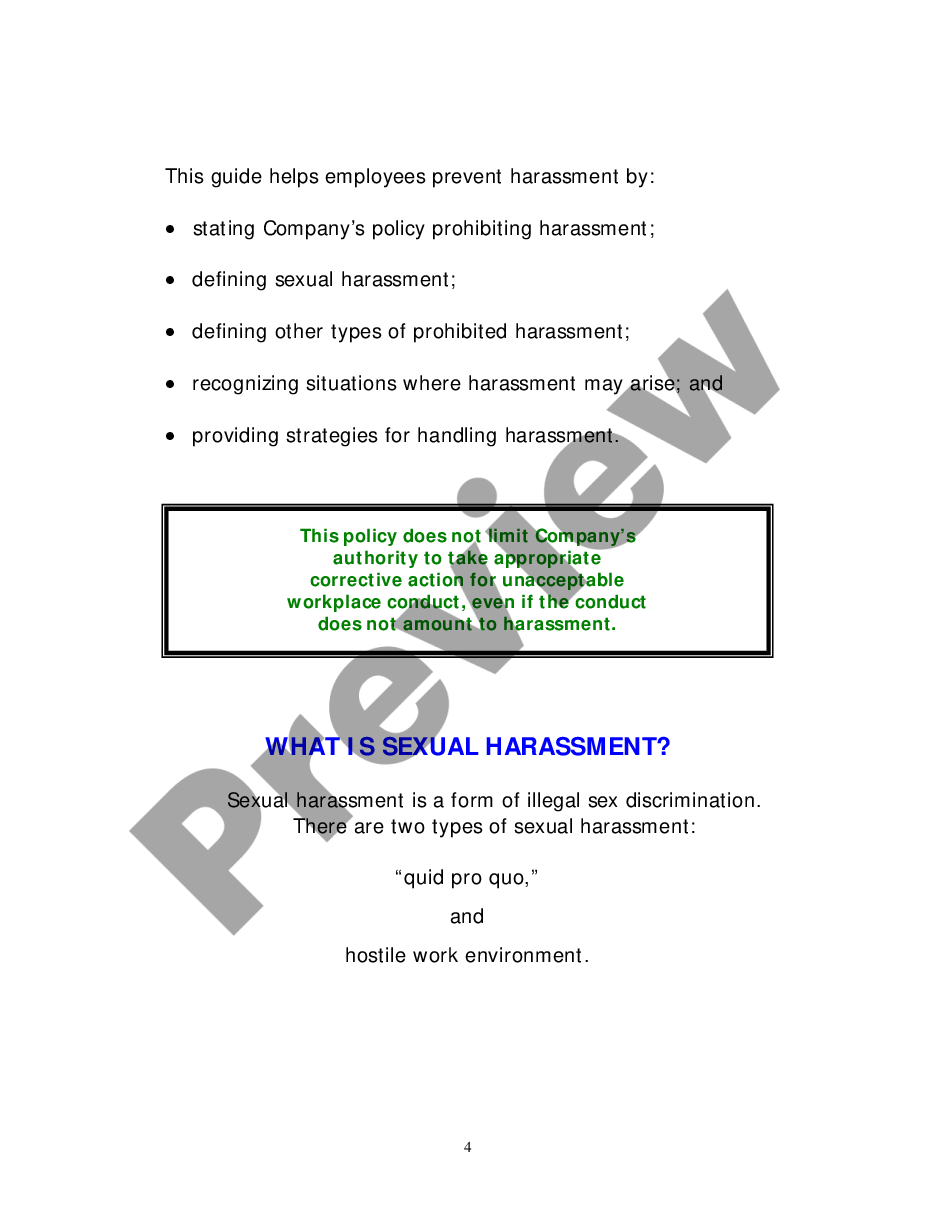 Delaware Employee Company Harassment Policy Workplace Us Legal Forms